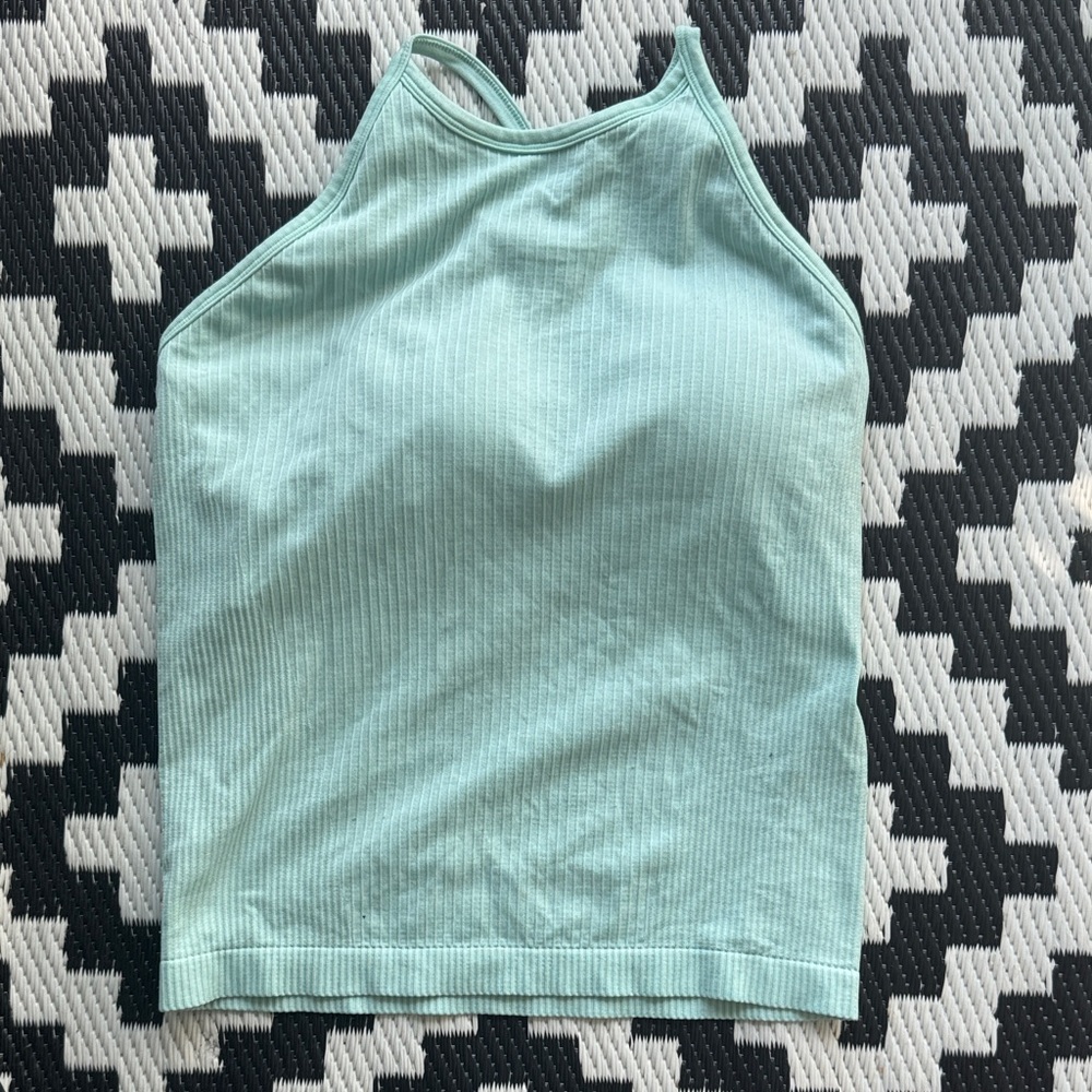 Women’s Mint Ribbed Halter Tank Top